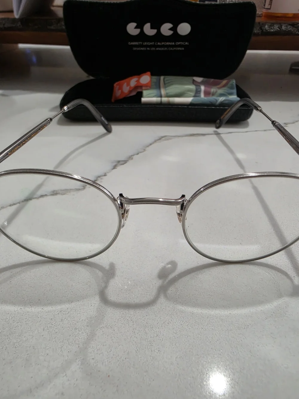 Garrett Leight Wilson M 46-22 Silver Round Eyeglasses GLCO with Case